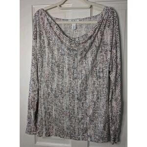 WHBM Abstract Relaxed Tunic Top Blouse Women's Large Dolman Cowl(770)